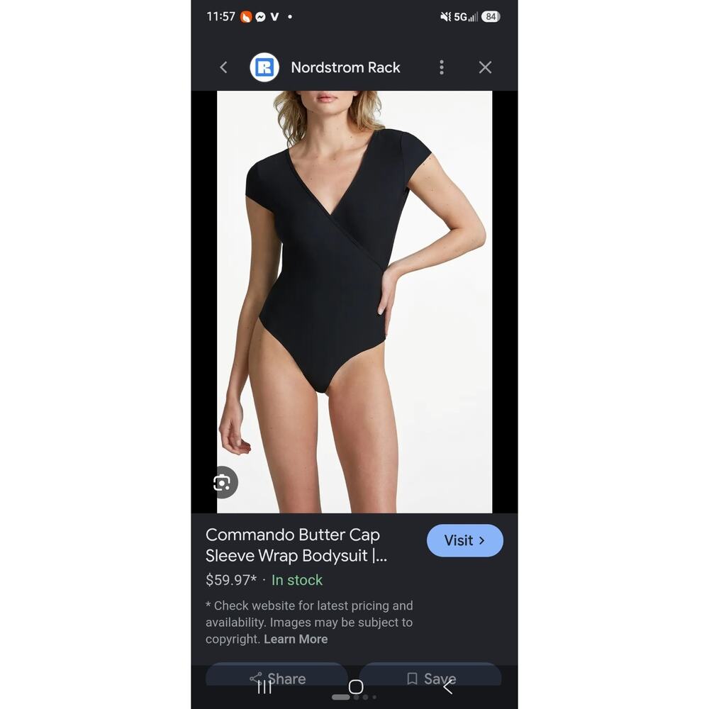 Commando Butter Cup Sleeve Criss Cross Bodysuit New Small $168